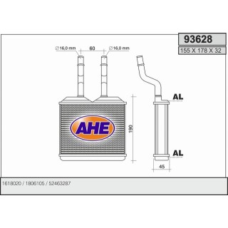 93628  HEATER CORE OPEL COMBO B/CORSA B/TIGRA