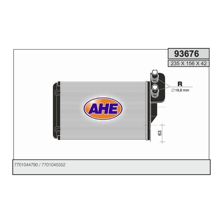 93676  HEATER CORE RENAULT CLIO II