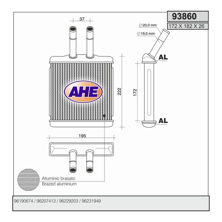 93860  HEATER CORE DAEWOO LANOS