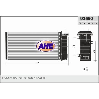 93550  HEATER CORE FIAT BRAVO/VA/MAREA