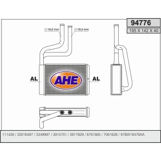 94776  HEATER CORE FORD COUGAR