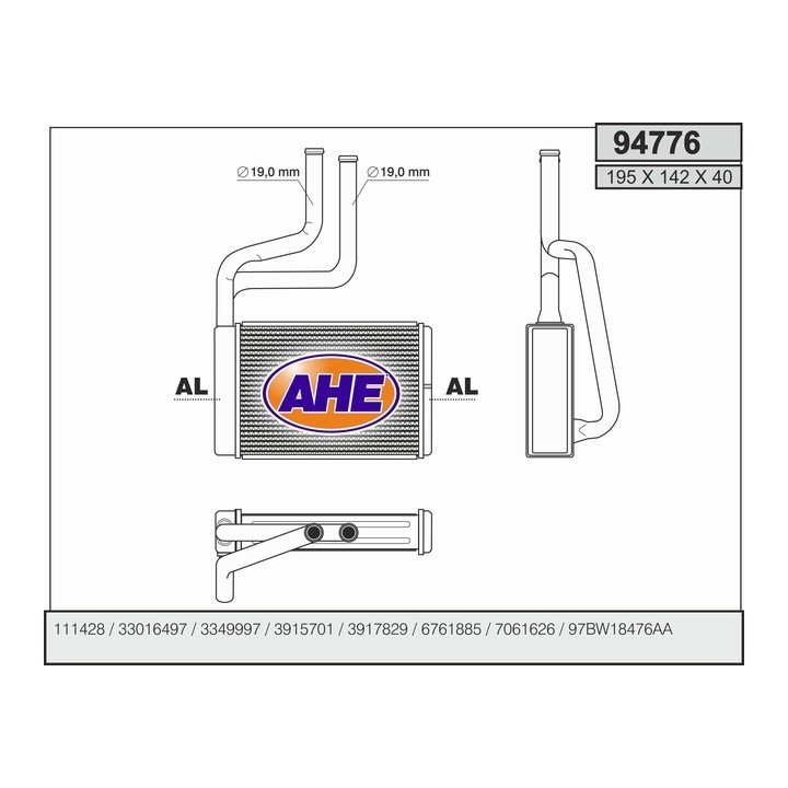 94776  HEATER CORE FORD COUGAR