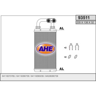 93511  HEATER CORE BMW E36