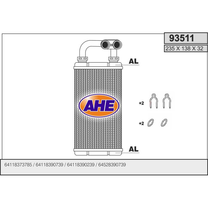 93511  HEATER CORE BMW E36