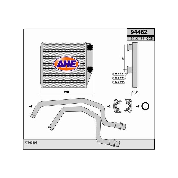 94482  HEATER CORE FIAT GRANDE PUNTO 05-