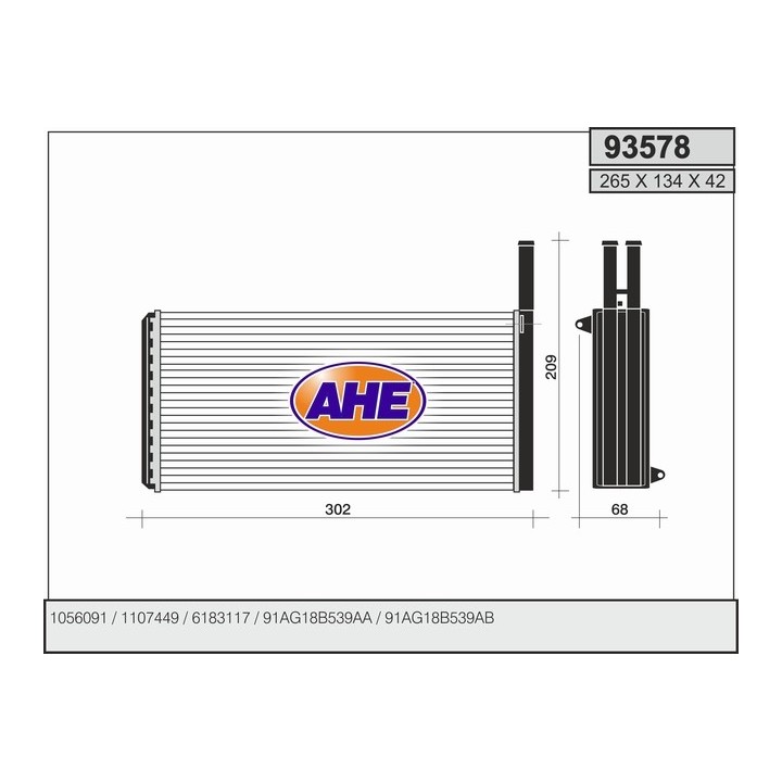 93578  HEATER CORE FORD ESCORT/ORION