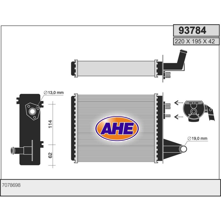 93784  HEATER CORE FIAT PALIO