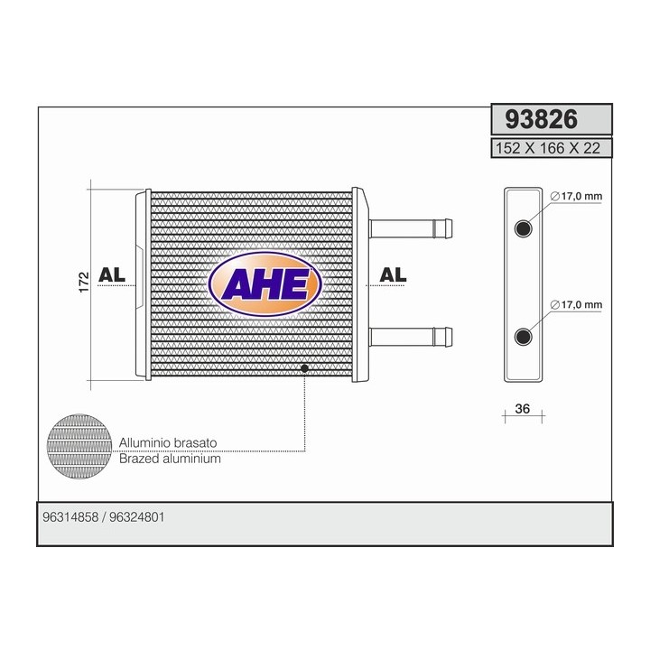 93826  HEATER CORE DAEWOO MATIZ