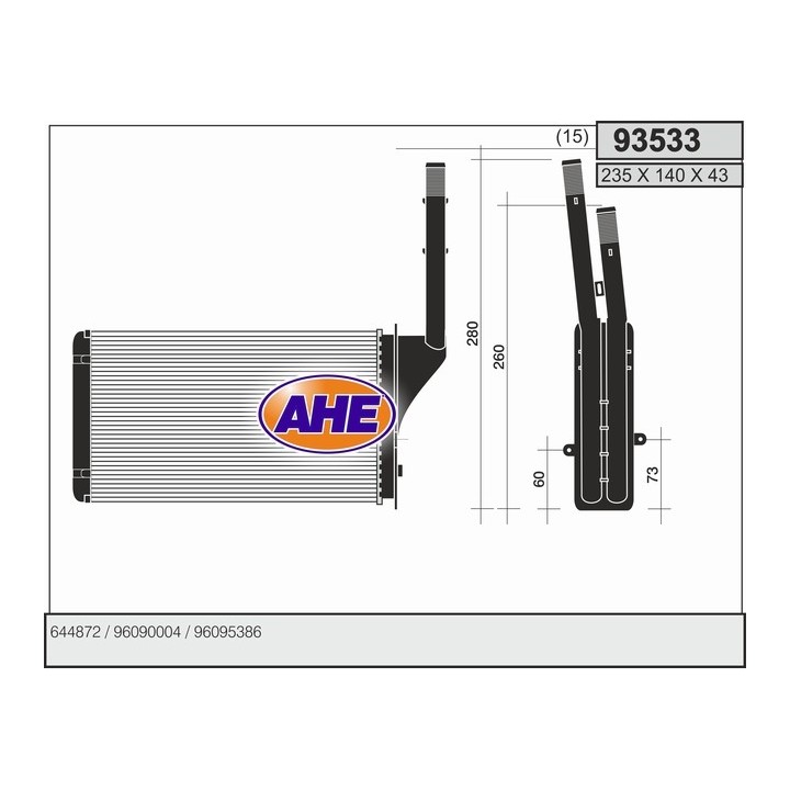 93533  HEATER CORE CITROEN AX I/II
