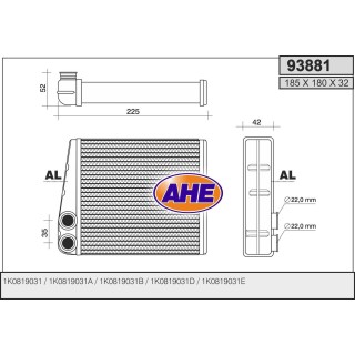 93881  HEATER CORE VW GOLF V