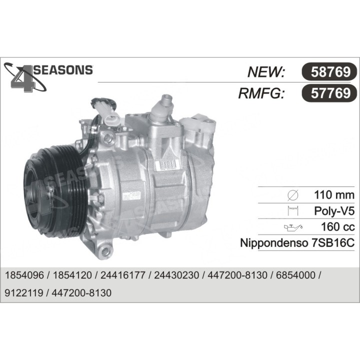 57769  COMPRESOR  OPEL ZAFIRA 1.6/1.8 99-