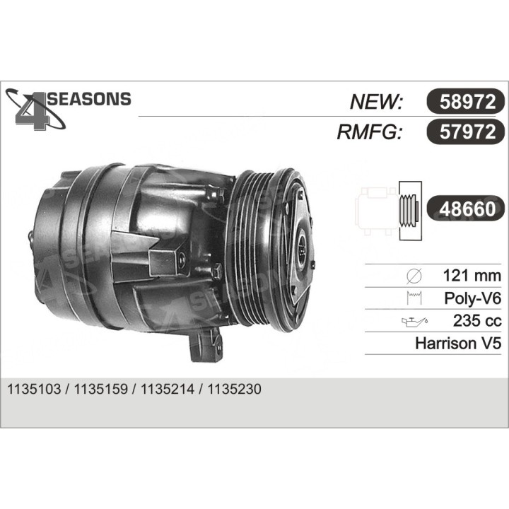 57972  COMPRESOR  PONTIAC TRANS SP./CHEVRO/OLDS.