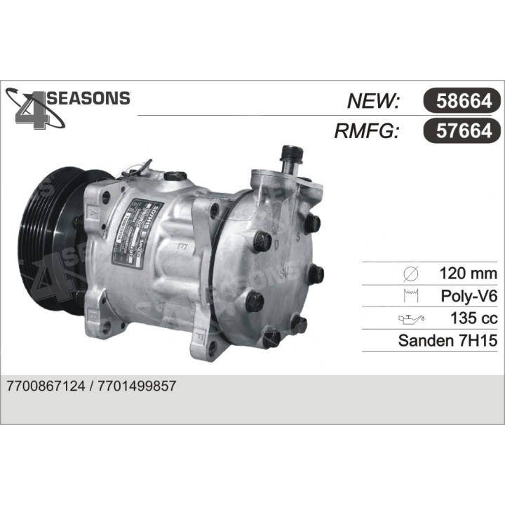 57664  COMPRESOR  RENAULT LAGUNA/ESPACE III 3.0 L