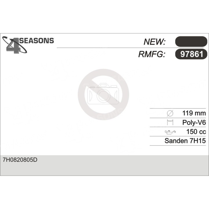 97861  COMPRESOR  VOLKSWAGEN T5 CHILLER 03-