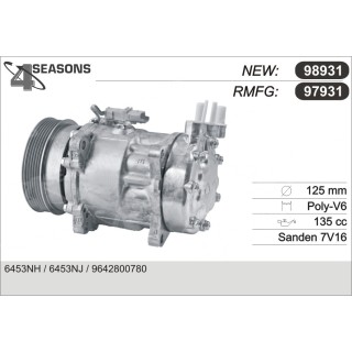 97931  COMPRESOR  PEUGEOT 406 / 607 V6 02-