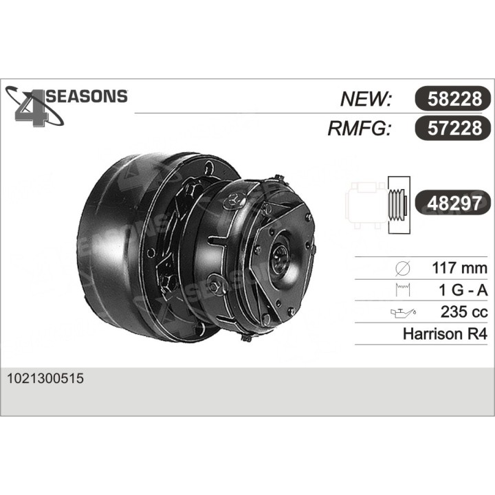 57228  COMPRESOR  DELPHI / HARRISON GM R4 12V  1 GRO