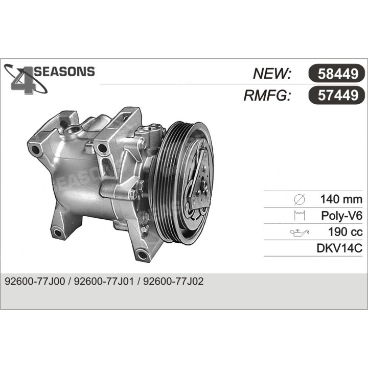 57449  COMPRESOR  NISSAN 100NX/PRIMERA/INFINITI