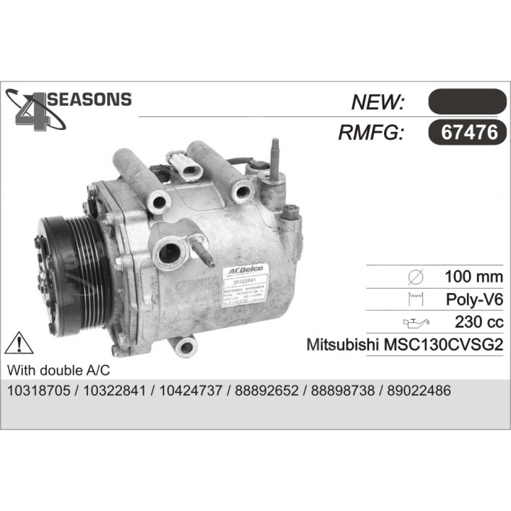 67476  COMPRESOR  PONTIAC TRANSPORT 00-