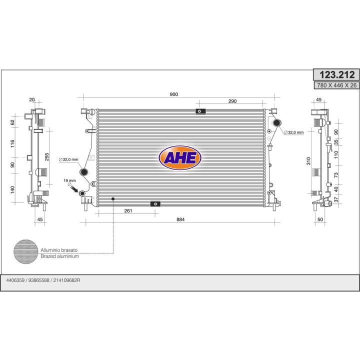 123212  RAD RENAULT Trafic VI/OPEL Vivaro 2.0CDTi +/-AC AT