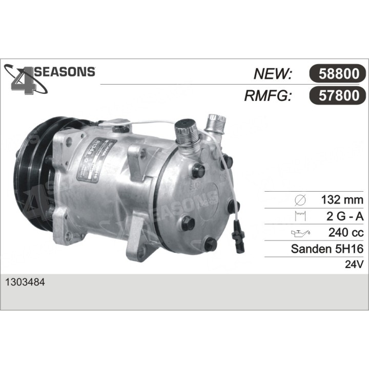 57800  COMPRESOR  SCANIA SANDEN 5H16
