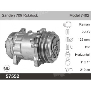 57552  COMPRESOR  SANDEN SD 709 12V  2 GROOVES 7402