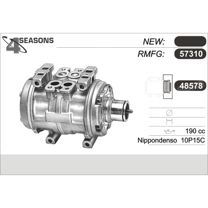 57310  COMPRESOR  DENSO 10P15C W/O CLUTCH