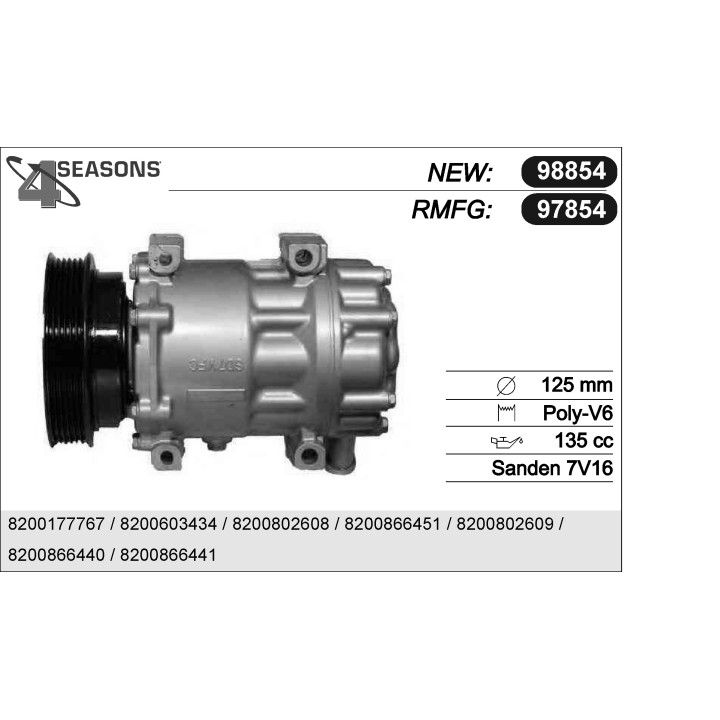 97854  COMPRESOR  DACIA LOGAN 1.4 / 1.6 04-