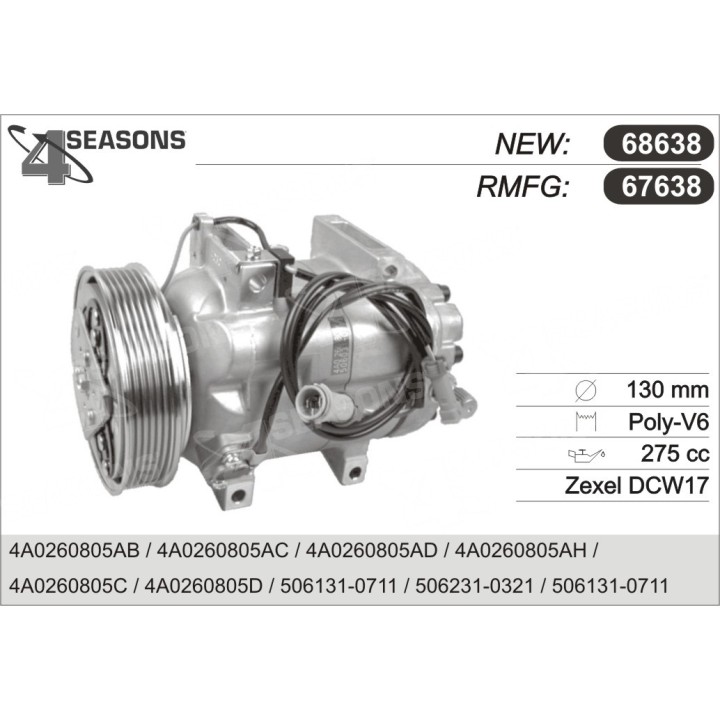 67638  COMPRESOR  AUDI DCW17B 6  GROOVES