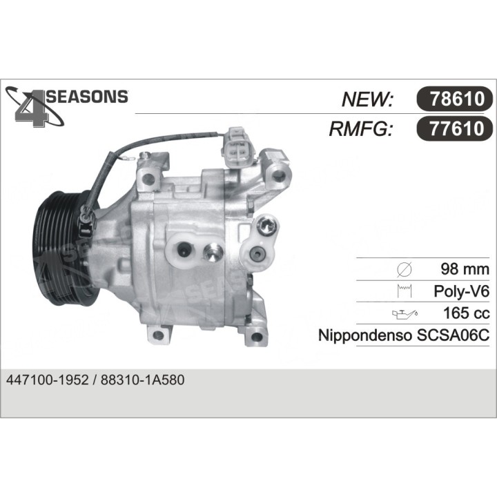 77610  COMPRESOR  TOYOTA COROLLA 1.4/1.6/1.8 VVTI 02