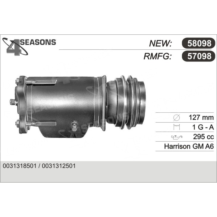 57098  COMPRESOR  DELPHI / HARRISON GM A6 12V  1 GRO