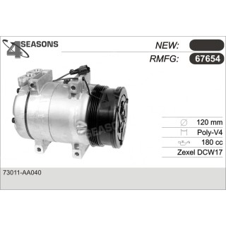 67654  COMPRESOR  SUBARU LEGACY 2.2L 90-92