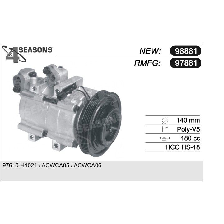 97881  COMPRESOR  HYUNDAI TERRACAN 2.9 CRDI 01-