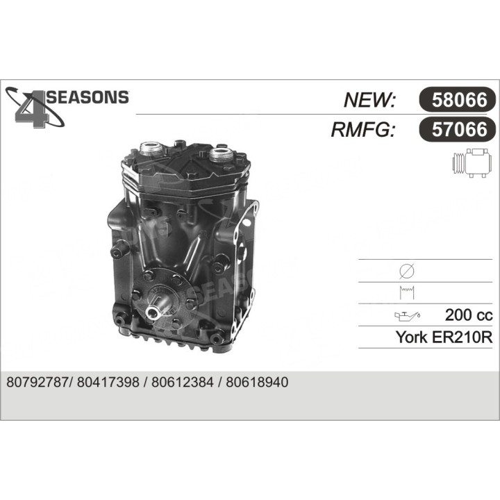 57066  COMPRESOR  YORK R209/210R W/O CLUTCH