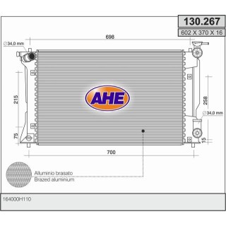 130267  RAD TOYOTA Avensis 2.0 i 16V VVTi M +/- AC