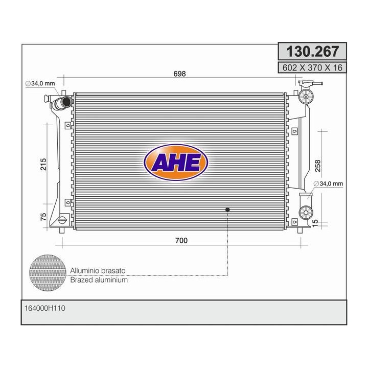 130267  RAD TOYOTA Avensis 2.0 i 16V VVTi M +/- AC