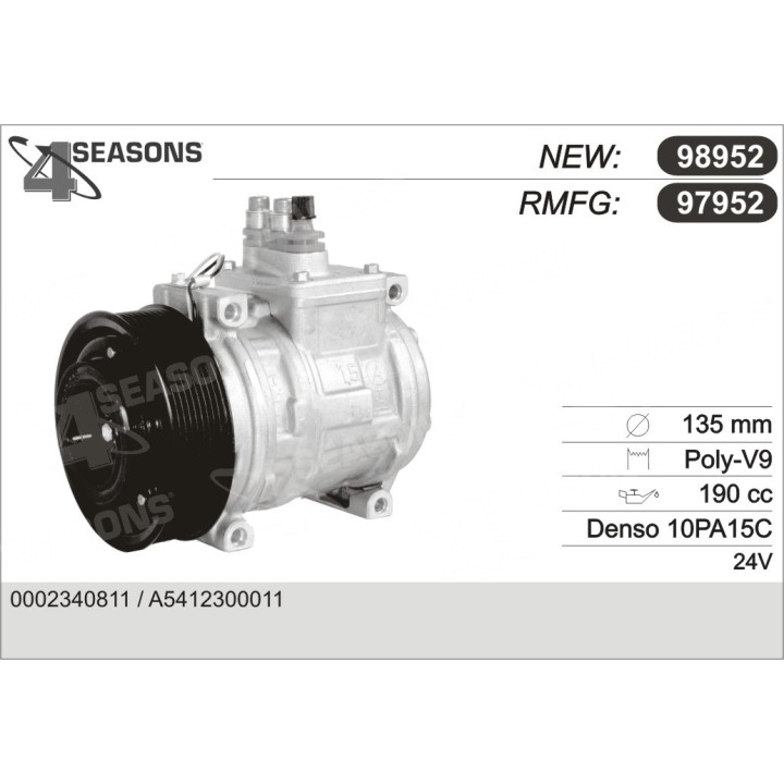 97952  COMPRESOR  MB ACTROS POLY-V9 24V