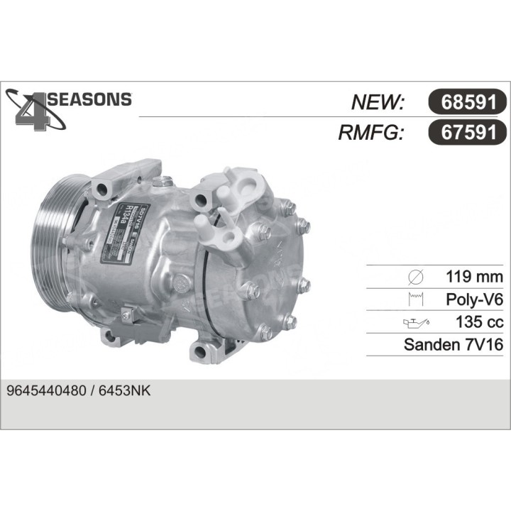 67591  COMPRESOR  PSA C5 / C8 / 406 / 607 / 807 2.0