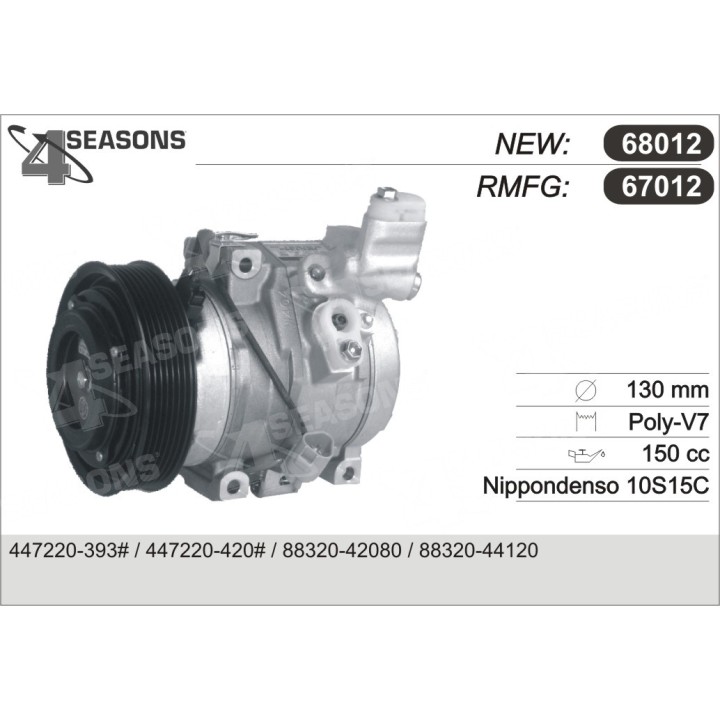 67012  COMPRESOR  TOYOTA RAV 4 VVTI 00-