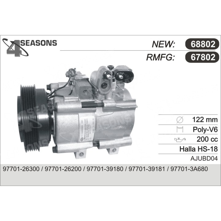 67802  COMPRESOR  HYUNDAI SANTA FE / TRAJET 2.0 CRDI