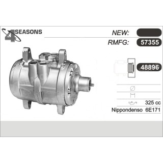 57355  COMPRESOR  DENSO 6E171 W/O CLUTCH