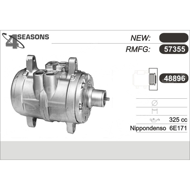 57355  COMPRESOR  DENSO 6E171 W/O CLUTCH