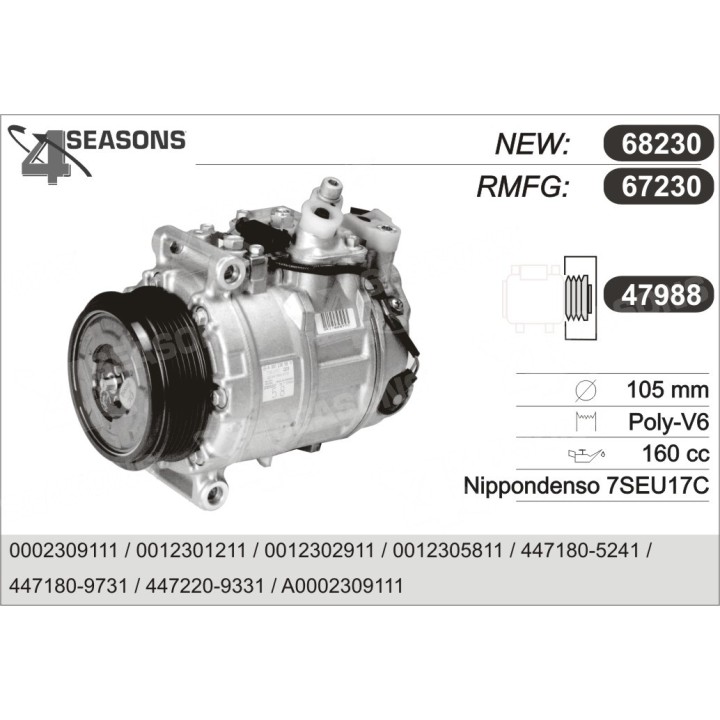 67230  COMPRESOR  MERCEDES BENZ 000 230 9111