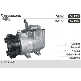 57195  COMPRESOR  HYUNDAI PONY / ACCENT 1.3 1.5 99-