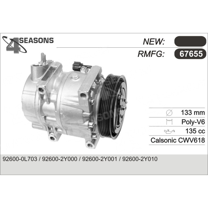 67655  COMPRESOR  NISSAN MAXIMA QX 00-