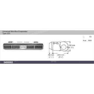 5400002  UNIVERSAL EVAPORATOR UNDER DASH 12V TYPE 223