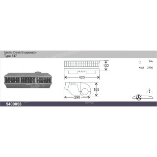 5400058  UNIVERSAL EVAPORATOR UNDER DASH 24V TYPE 747