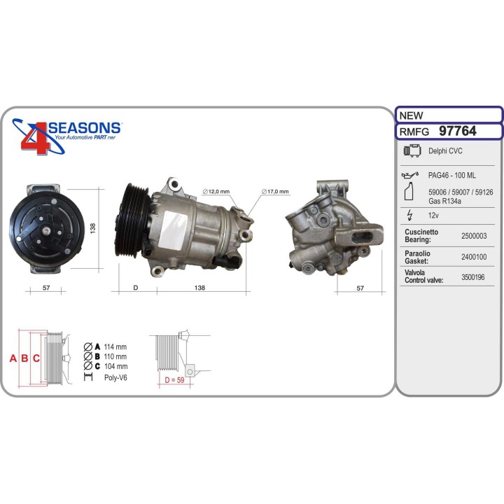 97764  COMPRESOR   ALFA ROMEO GIULIETTA 1.6 JTDM