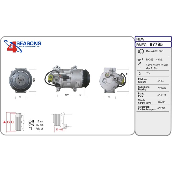 97795  COMPRESOR NUEVO MERCEDES BENZ W169 04-