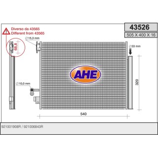 43526/O  Condensador RENAULT CAPTUR/CLIO IV 2013 DACIA DOKK
