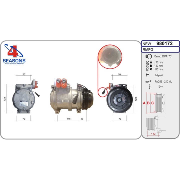 980172  COMPRESOR NUEVO ORIGINAL  IVECO Euromover/Eurotech/Eurotrakker/S